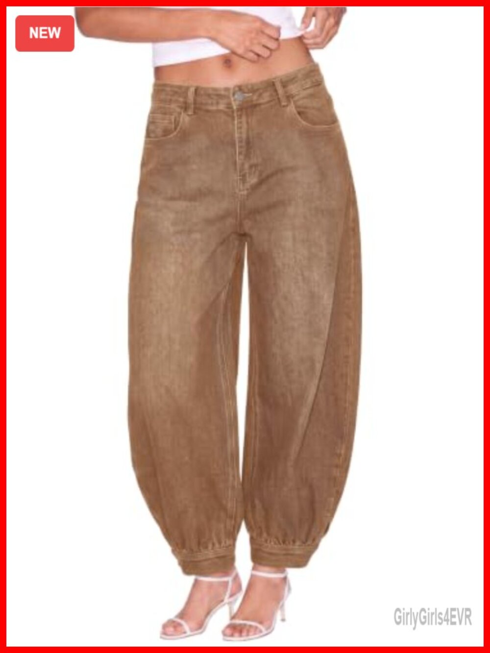 Barrel Balloon Baggy Jeans Jogger Wide Leg Denim Pants Mid Rise